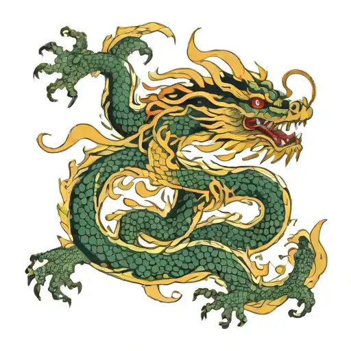 dragon chino con Flórez de cerezos   tattoo design idea