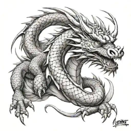dragon chino con Flórez de cerezos   tattoo design idea