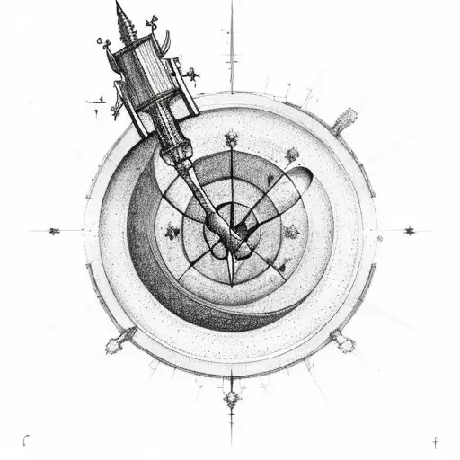 sagittarius and aquarius constelation with a galaxy in between tattoo design idea