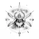 sagittarius and aquarius constelation with a galaxy in between tattoo design idea