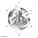 sagittarius and aquarius constelation with a galaxy in between tattoo design idea