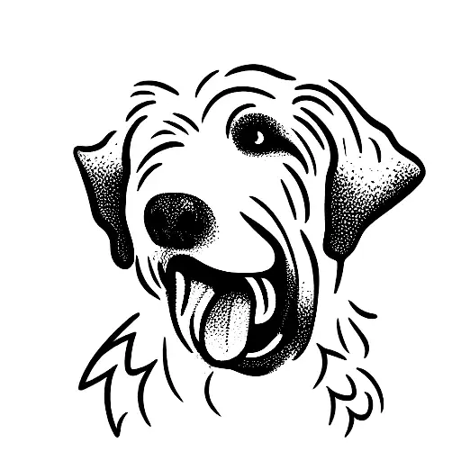 Crazy labradoodle with tounge out tattoo design idea