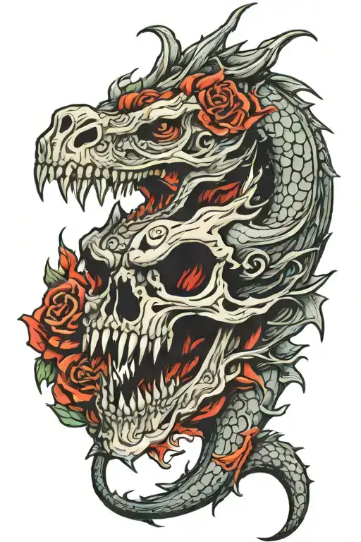dragon skull tattoo design idea