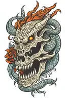 dragon skull tattoo design idea