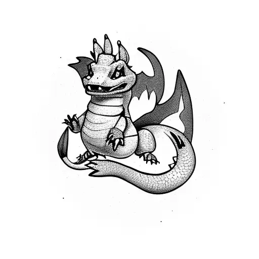 charazard holding a nipple tattoo design idea