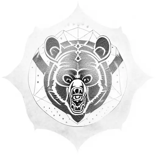 demonic black bear shield tattoo design idea