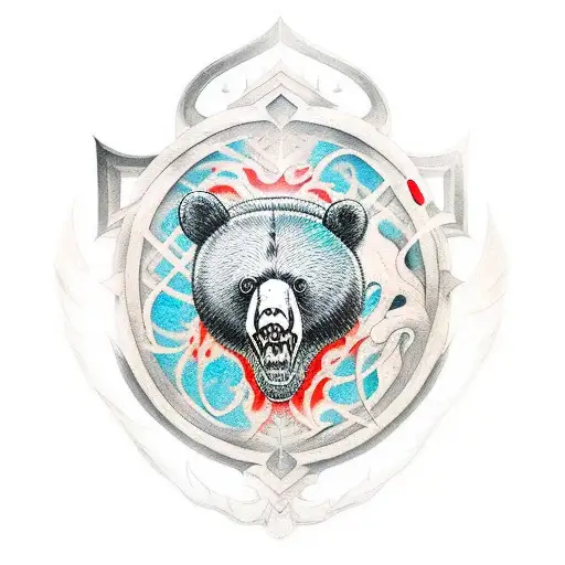 demonic black bear shield tattoo design idea
