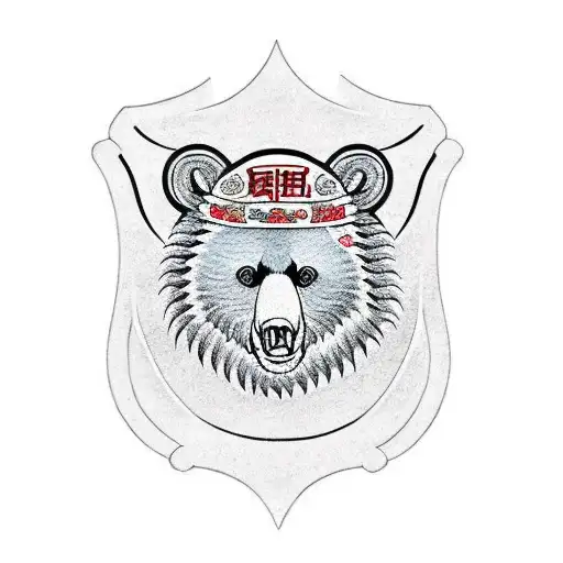  black bear family crest tattoo design idea
