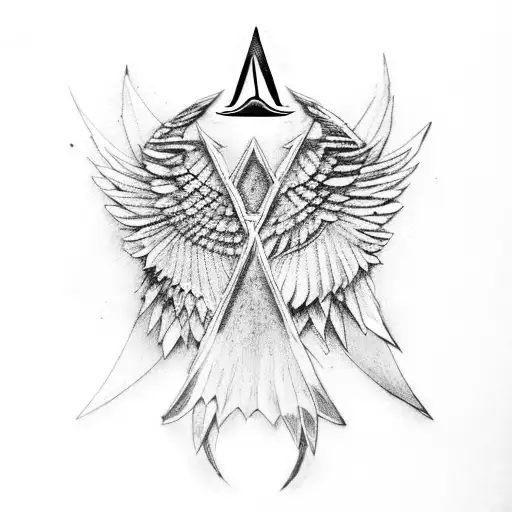 assassin's creed symbol with wings tattoo design idea