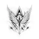 assassin's creed symbol with wings tattoo design idea
