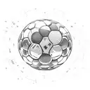 A soccer ball surrounded by abstract Italian landmarks like the Colosseum and the Leaning Tower of Pisa tattoo design idea