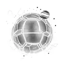 A soccer ball surrounded by abstract Italian landmarks like the Colosseum and the Leaning Tower of Pisa tattoo design idea