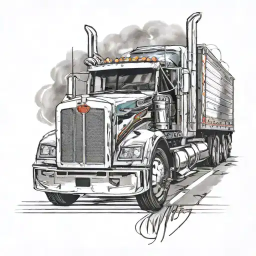 kenworth usa semi truck tattoo design idea