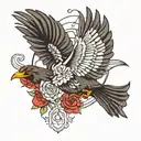 blackbird flying tattoo design idea