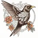blackbird flying tattoo design idea