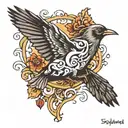blackbird flying tattoo design idea