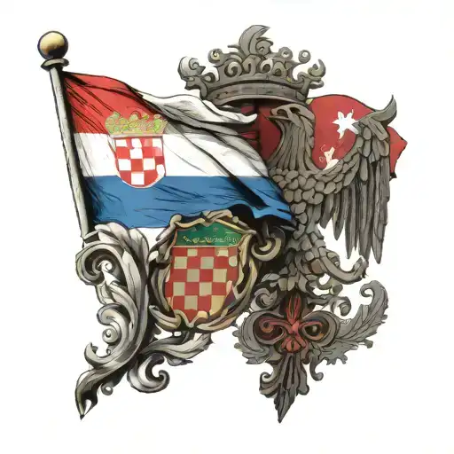 Croatian flag and Mexican flag together  tattoo design idea