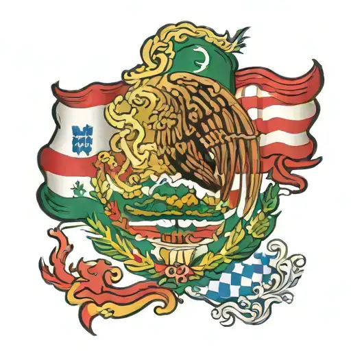 Mexico and Croatia flag together representing heritage  tattoo design idea