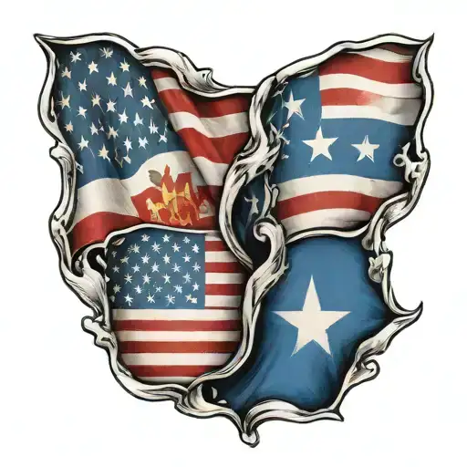 Croatian flag, USA flag intertwined tattoo design idea