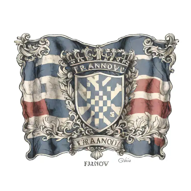 the word Franov with the Croatian flag tattoo design idea