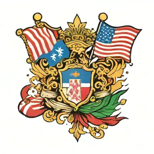 Croatian flag, USA flag and Mexican flag together  tattoo design idea