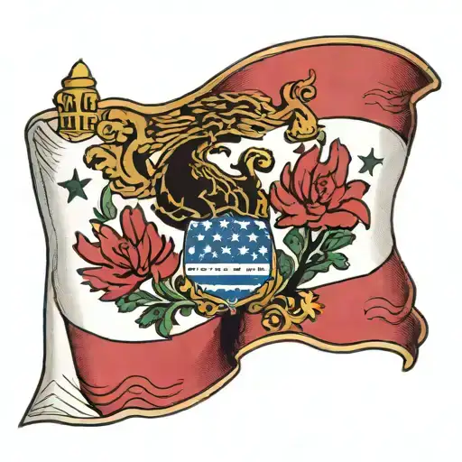 Croatian flag USA flag and Mexican flag together  tattoo design idea