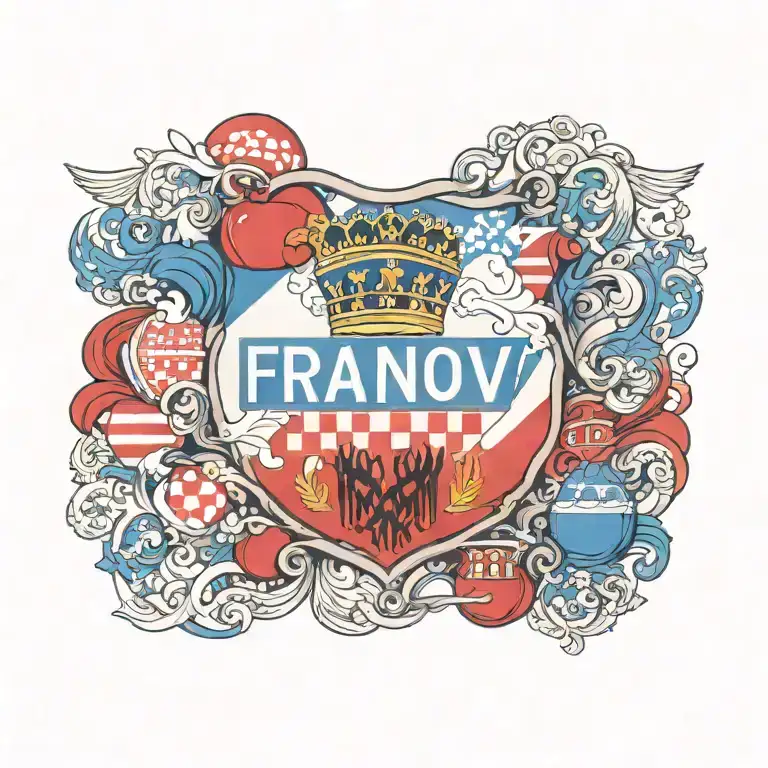 the word Franov with the Croatian flag tattoo design idea