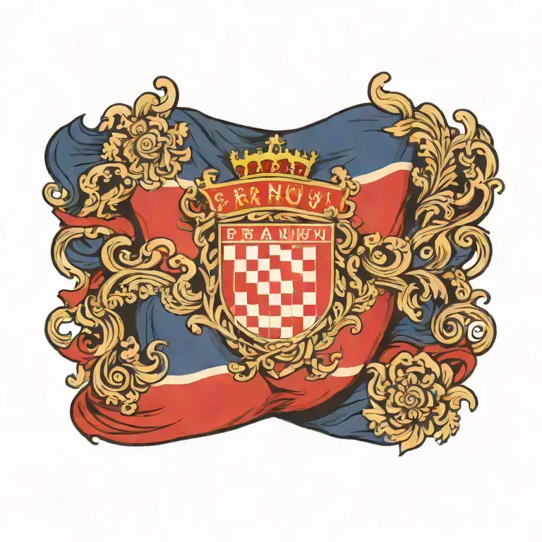 the word Franov with the Croatian flag tattoo design idea