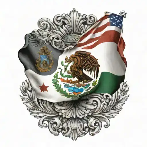 Mexico and Croatia flag together representing heritage  tattoo design idea