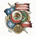 Mexico and Croatia flag together representing heritage  tattoo design idea