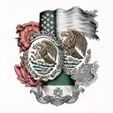 Mexico and Croatia flag together representing heritage  tattoo design idea