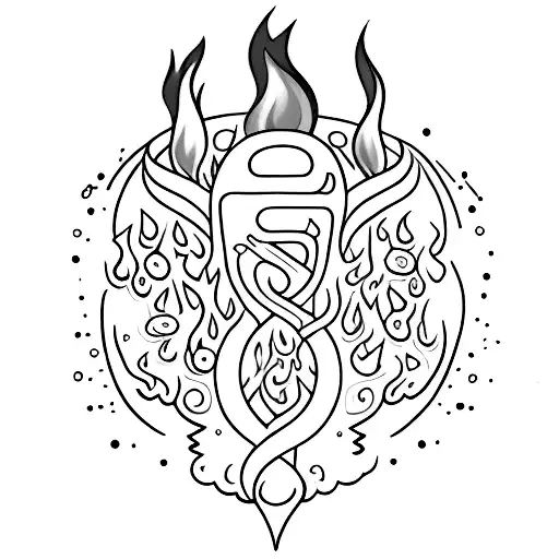 small blue fire tattoo design idea
