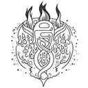 small blue fire tattoo design idea
