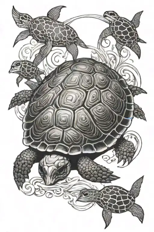 turtle with skull and free of life tattoo design idea