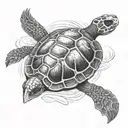 turtle, skull, free of life, tattoo design idea