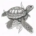 turtle, skull, free of life, tattoo design idea