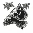 turtle, skull free of life, tattoo design idea