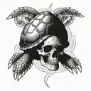 turtle, skull free of life, tattoo design idea