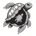 turtle, skull free of life, tattoo design idea