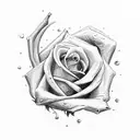 the stem of a rose that wraps around the bicep and on the triceps area the heart logo of "american idiot" from "green da tattoo design idea