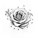 the stem of a rose that wraps around the bicep and on the triceps area the heart logo of "american idiot" from "green da tattoo design idea