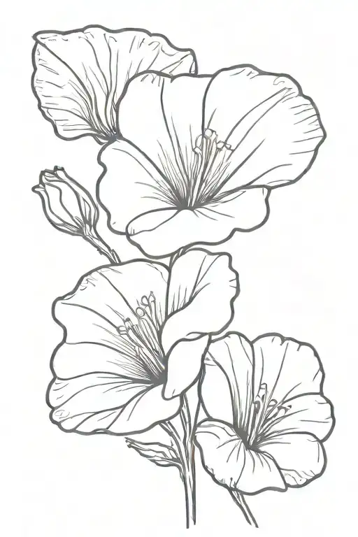 carnation flower and morning glory flower hugging  tattoo design idea