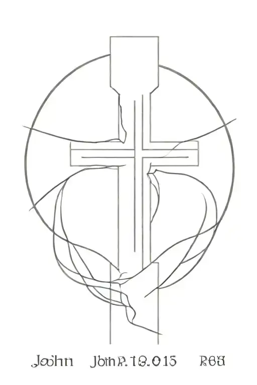 cross with the words John:15 18-20 tattoo design idea