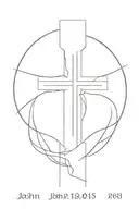 cross with the words John:15 18-20 tattoo design idea