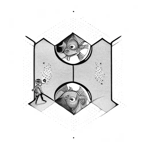 Children on a staircase tattoo design idea