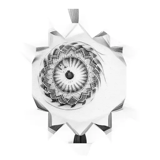 A tattoo. Black and white. From top of shoulder down to the wrist. At the top a clock indicating 11:59 pm. A spiral stai tattoo design idea