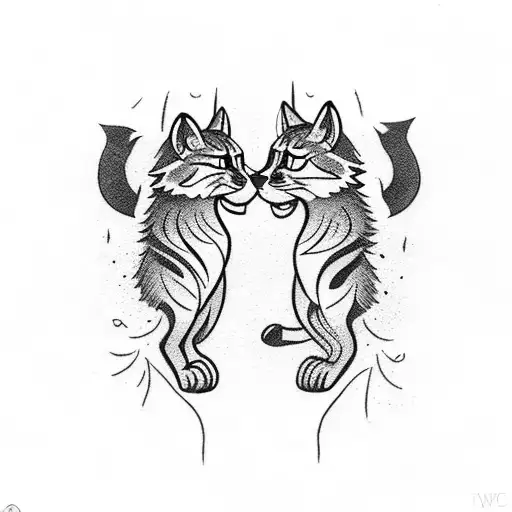two lynxes are fighting tattoo design idea