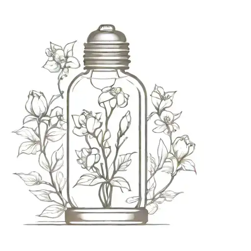jasmin flowers inside lightbulb sealed off by iron garden gates tattoo design idea
