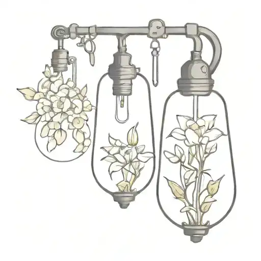 jasmin flowers inside lightbulb guarded by iron garden gates tattoo design idea