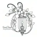 jasmin flowers inside lightbulb guarded by iron gates tattoo design idea